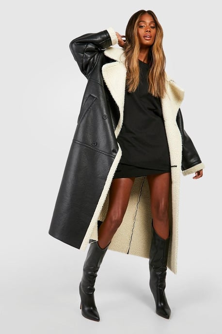 Borg Trim Maxi Aviator Coat - Image 4