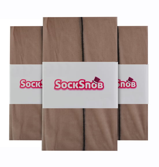 Sock Snob - Mallas con Costura Vintage para Mujer | Multipack de 3 Pares | Mallas Ultra Brillantes hasta la Rodilla de 40 Denier con Línea en la Espalda - Nude / Negro - Image 2