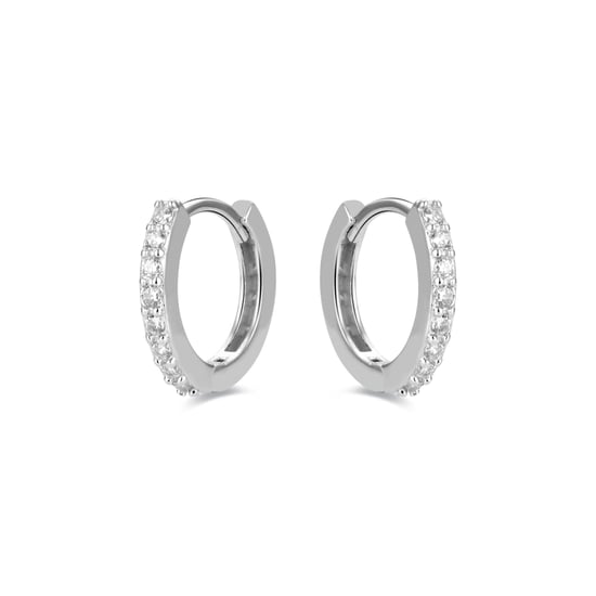 Pendientes de Aros Luxenter, valarys de plata de ley 925 y circonita brillante con acabado en baño de rodio - Image 2