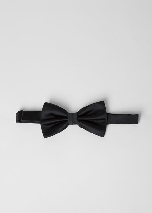 Black Bow Tie, Silk Pocket Square And Cufflink Set