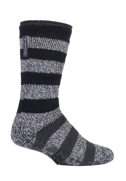 HEAT HOLDERS - Calcetines gruesos antideslizantes con forro polar a rayas para hombre - Image 1