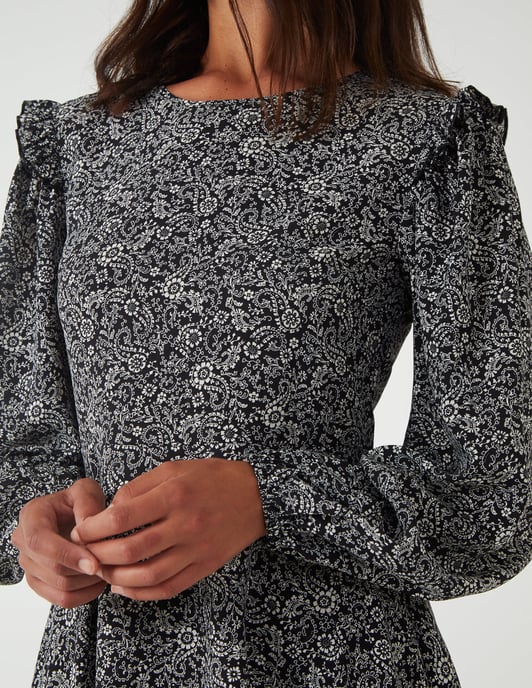 BROOKE - Frill Shoulder Long Sleeve Mini Dress - Image 4