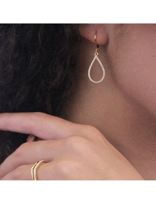 Pendientes de aro colgantes Laelia - Oro y cristal - Image 2