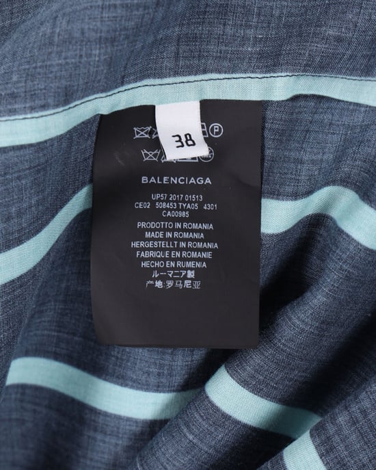 Balenciaga Striped Shirt in Navy Blue Polyester - Image 4
