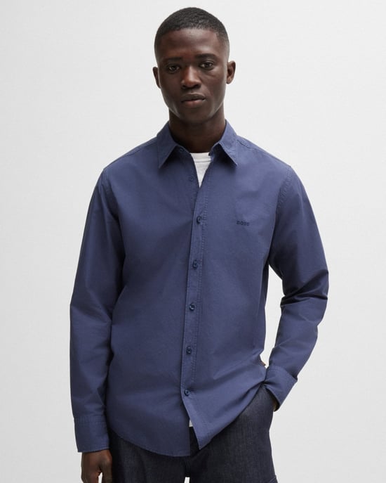 BOSS Orange Camisa de Hombre Relegant 6 de Corte Regular en Popelín de Algodón con Cuello Kent - Image 3