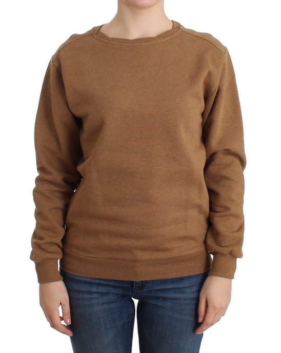 Suéter de algodón marrón de cuello redondo para mujer John Galliano - Image 1