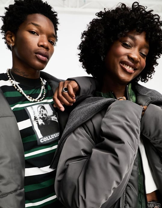 COLLUSION Unisex bomber jacket with oversized chenille rib collar in grey