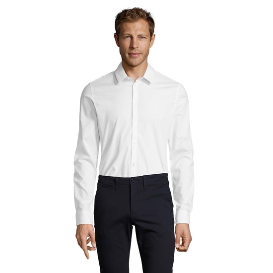 SOLS Mens Blake Stretch Long-Sleeved Shirt (White) - Image 1