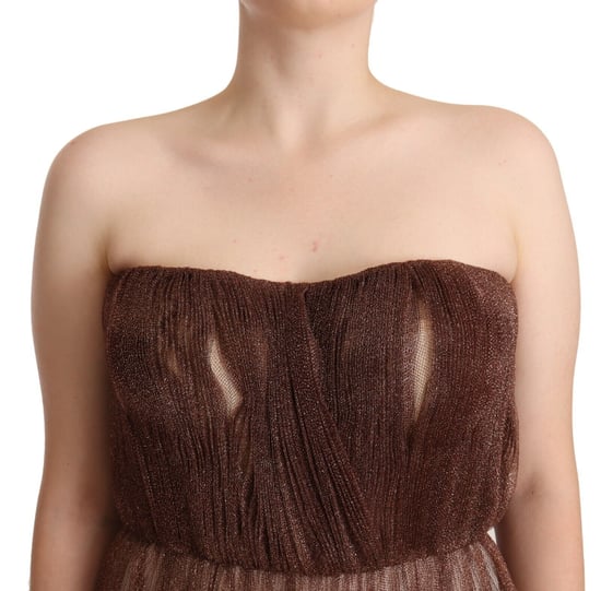 Vestido Maxi de Poliéster Metálico Bronce de Dolce & Gabbana para Mujer - Image 3