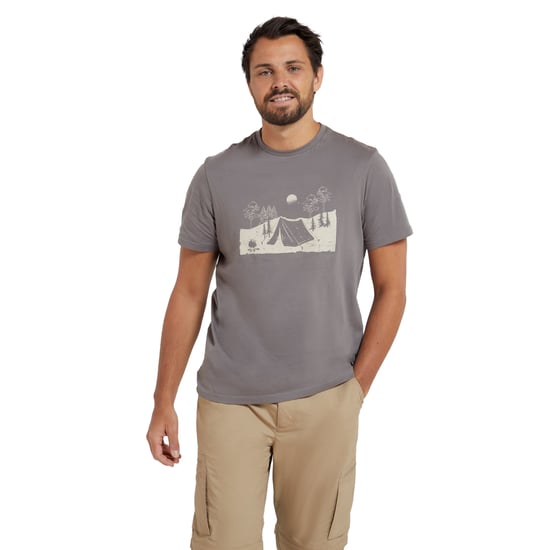 Mountain Warehouse Mens Camping Sketch Organic T-Shirt (Grey) - Image 4
