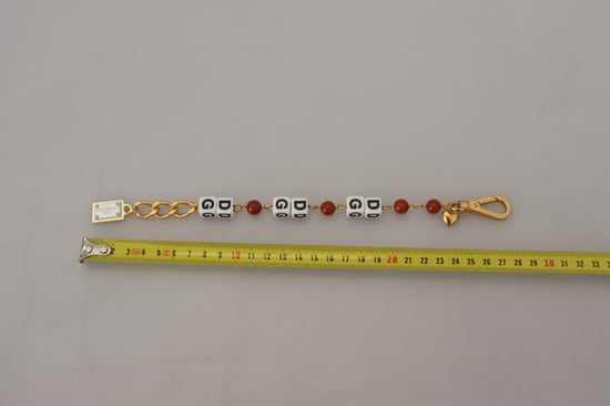 Pulsera de mujer con logo de Dolce & Gabbana, cadena dorada, cuentas de latón y broche de langosta - Image 4