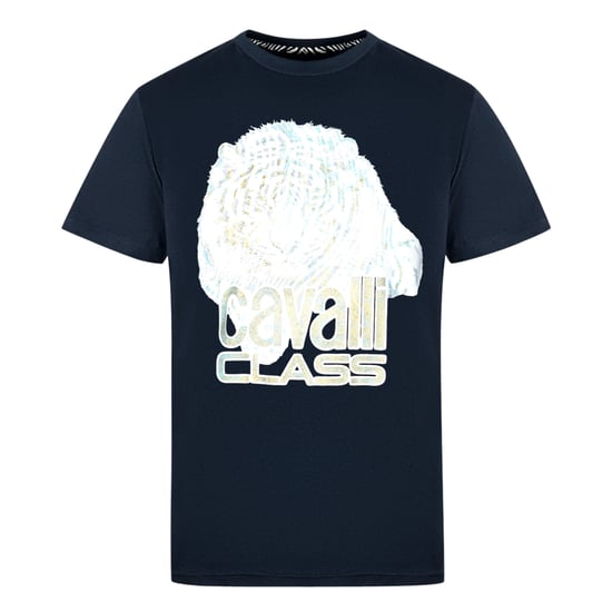Camiseta Navy Grande con Logo de Tigre de Cavalli Class - Image 1