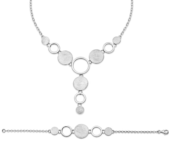 Orphelia Women's 925 Sterling Silver Set: Chain + Bracelet - Silver SET-021 - Image 1