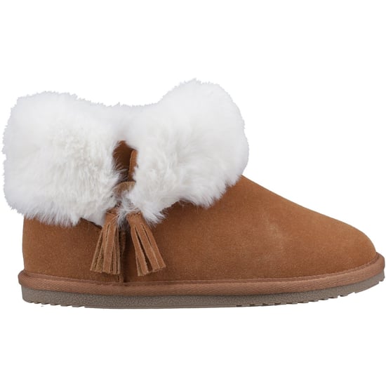 Hush Puppies Ayana Suede And Faux Fur Women's Tan Slippers - Image 4