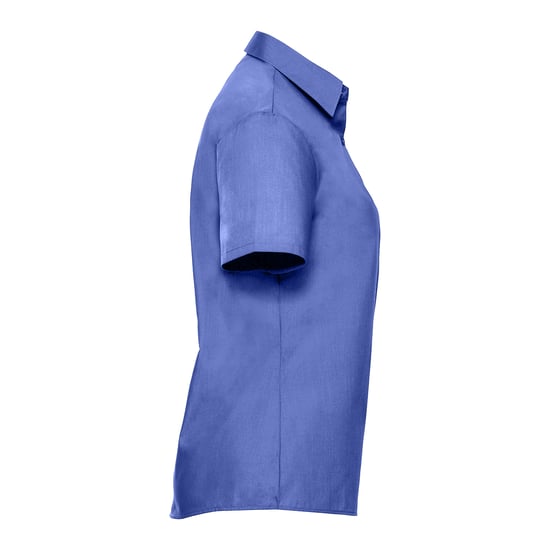 Russell Collection Womens/Ladies Poplin Easy-Care Short-Sleeved Shirt (Corporate Blue) - Image 3