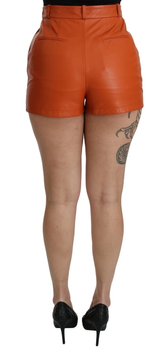 Pantalones cortos de cuero naranja de cintura alta para mujer Dolce & Gabbana - Image 4