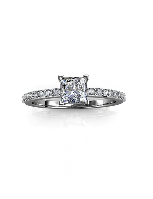 Anillo Cuadrado Simple - Plata y Cristal - Image 6