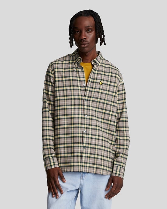 Camisa de manga larga verde azulado Argyle de franela a cuadros de Lyle & Scott - Image 1