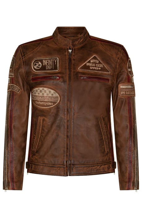 Mens Racing Leather Biker Jacket-Portland