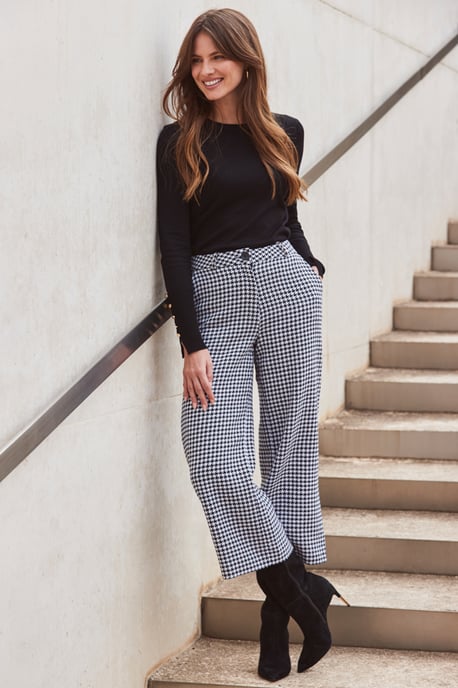 Black & White Dogtooth Print Culottes