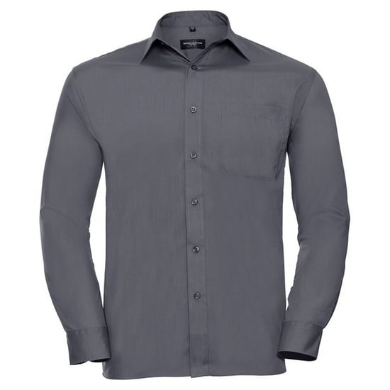 Russell Collection Mens Poplin Easy-Care Long-Sleeved Shirt (Convoy Grey) - Image 1
