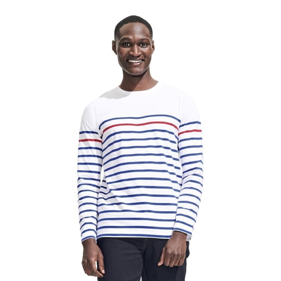 SOLS Mens Matelot Striped Long-Sleeved T-Shirt (White/Royal Blue/Red) - Image 2