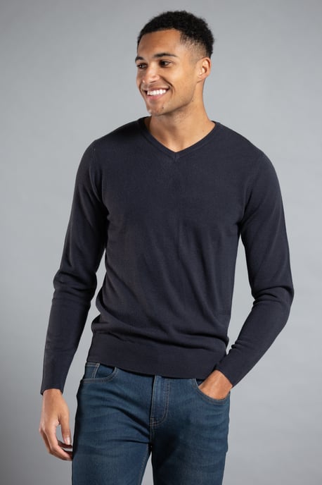 Navy V-Neck Long Sleeve Jumper