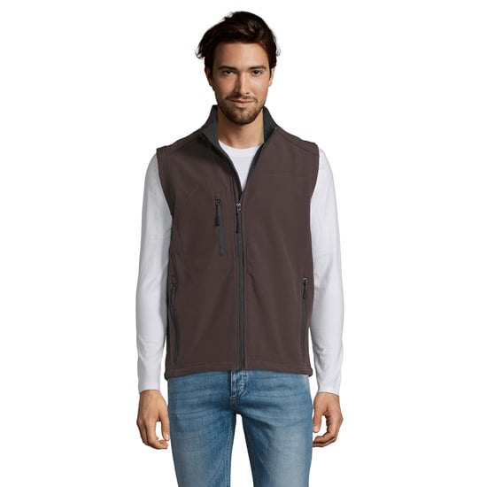 SOLS Mens Rallye Softshell Sleeveless Gilet (Dark Chocolate) - Image 1