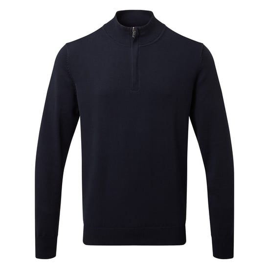 Asquith & Fox Mens Cotton Blend Zip Sweatshirt (French Navy) - Image 1
