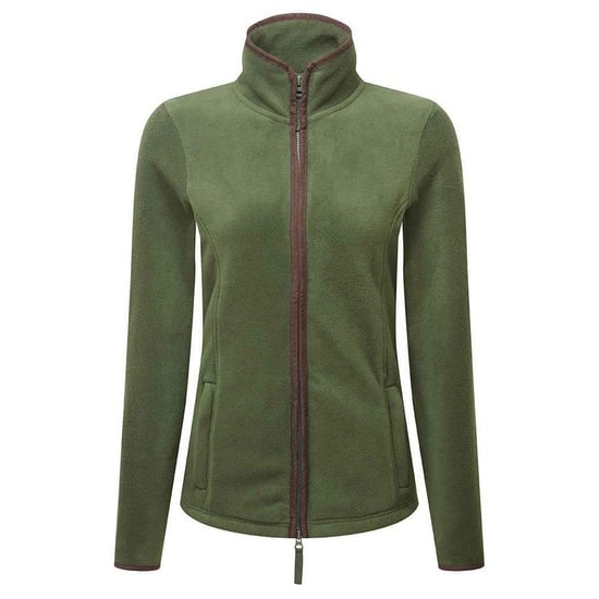Premier Womens/Ladies Artisan Contrast Trim Fleece Jacket (Moss Green/Brown) - Image 1
