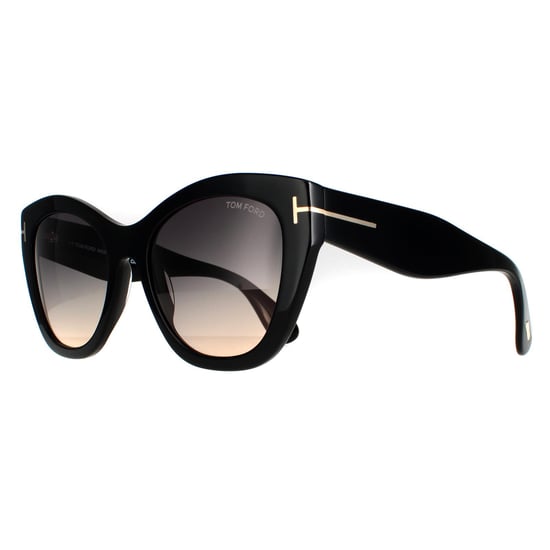 Tom Ford Cat Eye Womens Shiny Black Smoke Grey Gradient FT0940 Cara Sunglasses