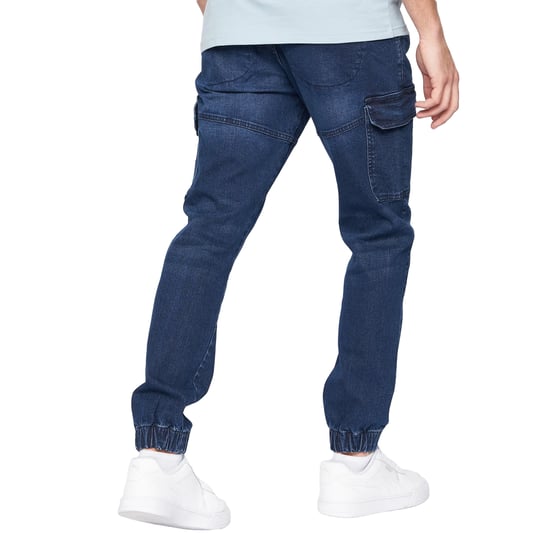 Crosshatch Mens Malimore Cuffed Ankle Cargo Jeans (Dark Wash) - Image 2