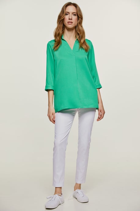 Green V Neck Top