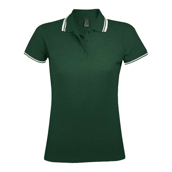 SOLS Womens/Ladies Pasadena Polo Shirt (Forest Green/White) - Image 1