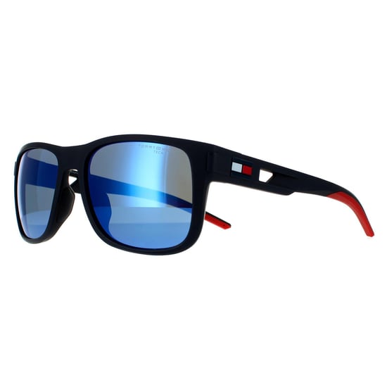 Tommy Hilfiger Wrap Mens Matte Blue Blue Mirror Sunglasses - Image 2