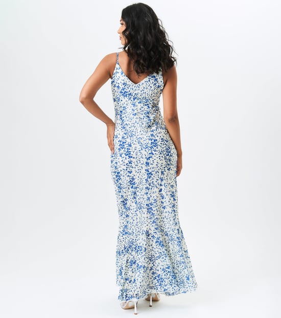 Dobby Floral Chiffon Strappy Maxi Dress - Image 4
