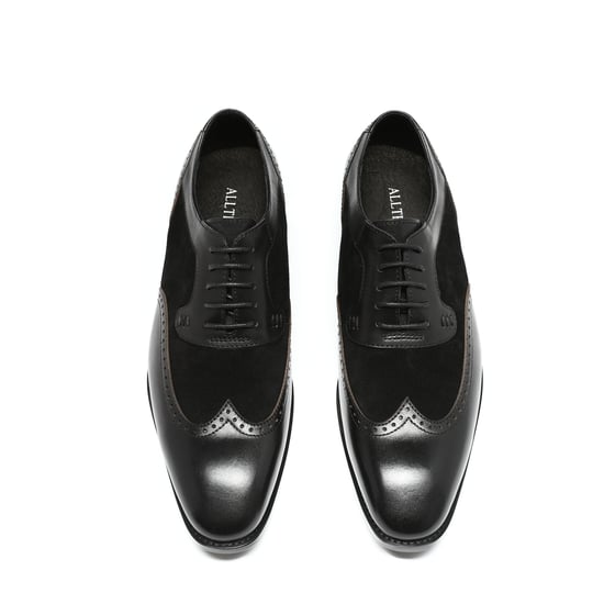 Men's shoe with classic decorative stitching Business shoes Smooth leather Low shoes Black - Image 2