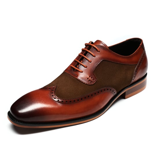 Men's shoe with classic decorative stitching Business shoes Smooth leather Low shoes Brown - Image 4