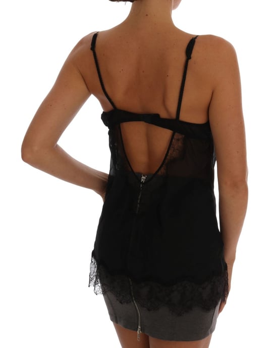 Camisa de seda negra con encaje para mujer de Dolce & Gabbana - Image 3