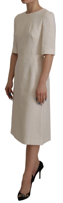 Vestido de mujer midi florido de brocado jacquard blanco de Dolce & Gabbana - Image 3