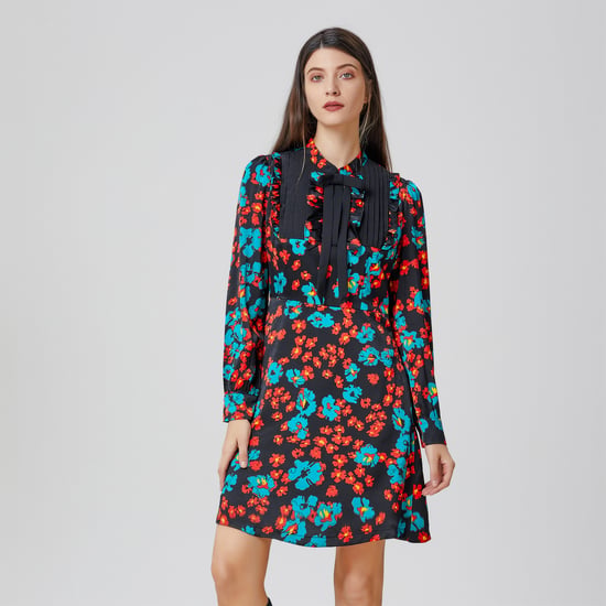 Ascot-tie flower print mini dress - Image 3