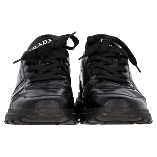 Prada Prax 01 Lace-Up Low-Top Sneakers in Black Calfskin Leather - Image 3