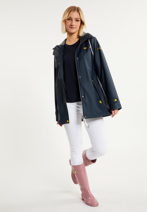 Schmuddelwedda rain jacket women navy grey melange - Image 2