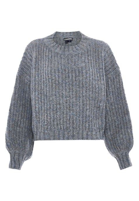 Dreimaster Coarse knit pullover women Grey melange - Image 1