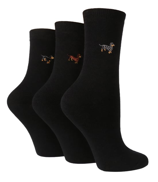 Wild Feet - Pack de 3 Calcetines de Algodón Bordados con Diseño de Animales para Mujer - Image 1
