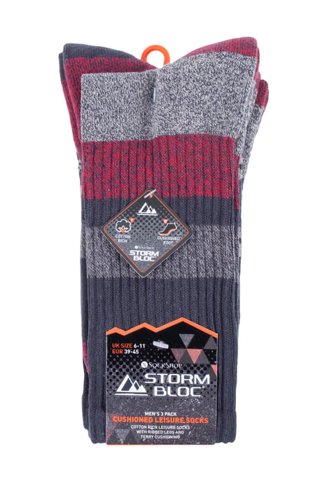 Storm Bloc - Pack de 3 Calcetines de Senderismo para Hombre con Suela Acolchada Anti Ampollas, Ligeros y Transpirables de Algodón para el Verano - Image 2