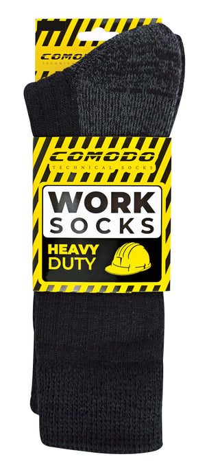 Calcetines de trabajo de lana transpirable | Comodo | Calcetines gruesos para botas de trabajo pesado - Negro - Image 2