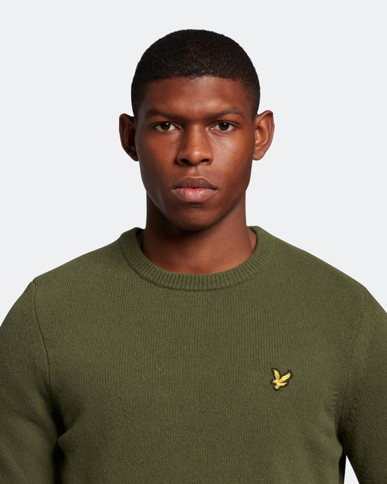 Jersey de lana de cordero de cuello redondo Lyle & Scott en oliva - Image 4
