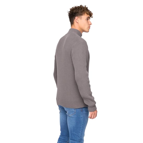 Crosshatch Mens Havaline Knitted Quarter Zip Pullover (Charcoal Grey) - Image 2