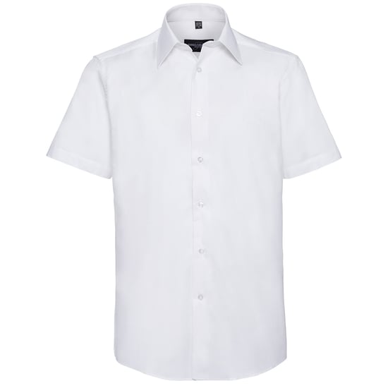 Russell Collection Mens Oxford Easy-Care Tailored Short-Sleeved Shirt (White) - Image 1